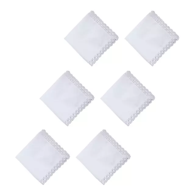 6 Stück reinweiße Spitzen-Taschentücher, Einstecktücher für handgefertigte