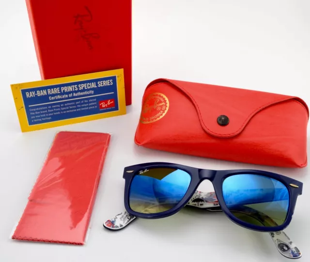 RAY BAN Sonnenbrille RB2140 1117/16 WAYFARER Rare Prints Serie 8 London blau OVP