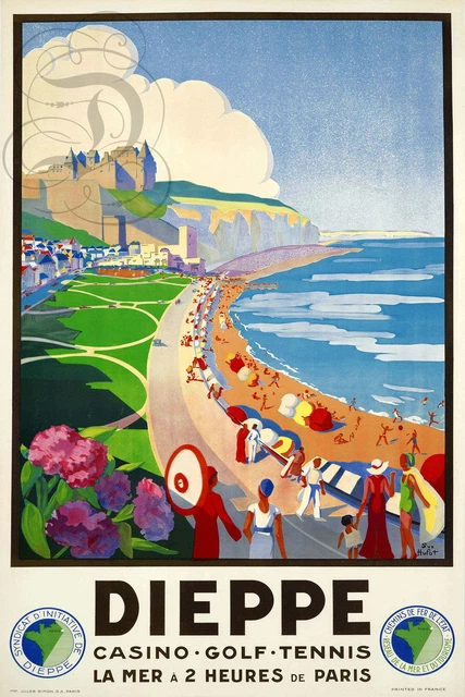 Tableau Décoratif Toile 'Villers Sur Mer' - Affiche Vintage Normandie, 40x65 Cm, Impression Française Haute Qualité