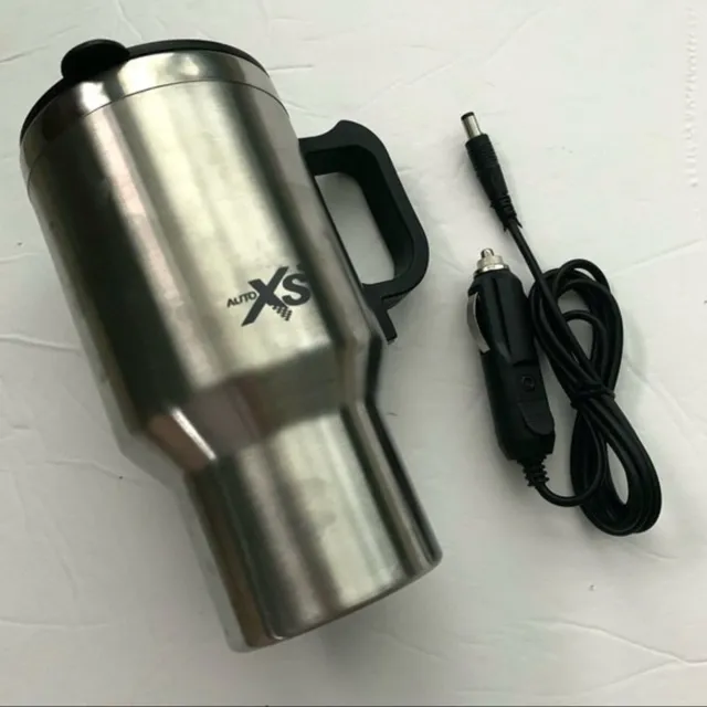 NWOT Auto XS Heated Silver Stainless Steel Travel Mug Auto Plug 16 oz 4