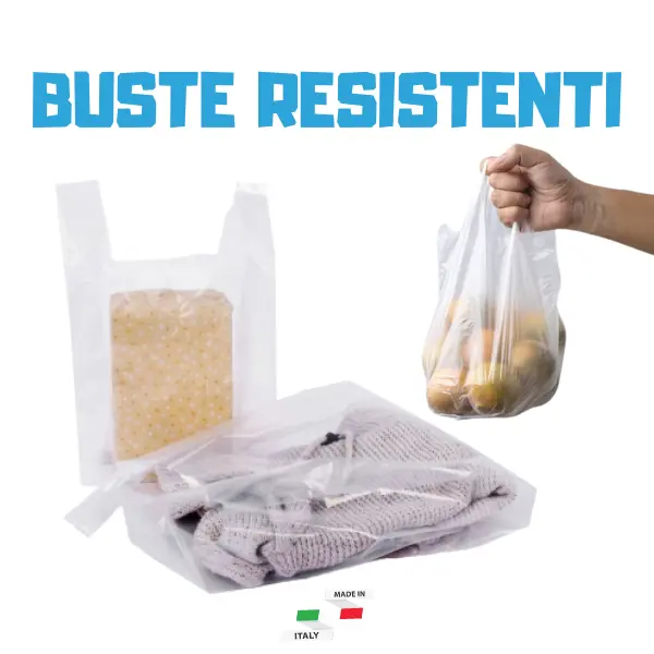 3KG Shopper Di Plastica Maxi Bianche 35x65 Buste Sacchetti Resistenti