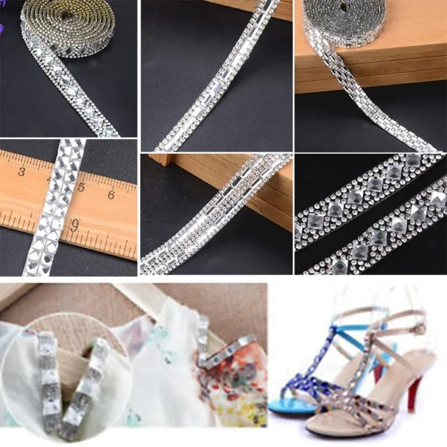 Diamante Effect, Rhinestone Mesh Ribbon Trimming Bridal Craft Embellishments
