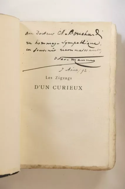 1888 Octave Uzanne Zigzags d'un Curieux Envoi autographe à son médecin EO Buhot 2