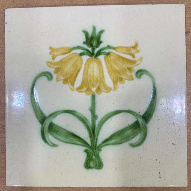 Engalnd Rare Vintage Majolica Tile Antique Collectible Ceramic 6X6 Inch