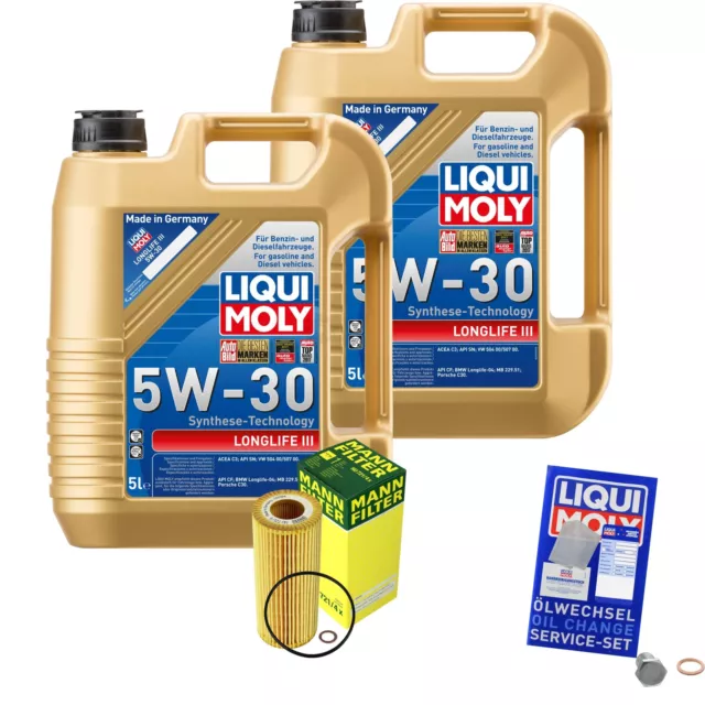 Mann-Filter Filtro de Aceite 10/L Liqui Moly Longlife 3 III 5W-30 para BMW 6er