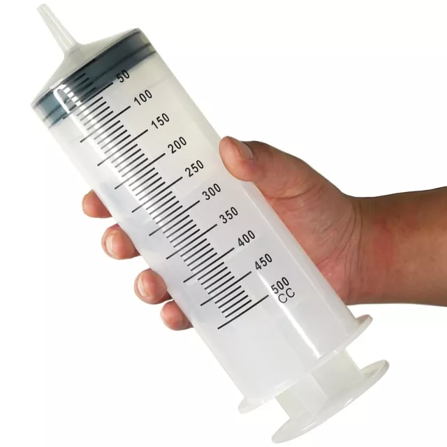 100/500ML Reusable Big Large Plastic Hydroponics Nutrient Measuring Syringe UK