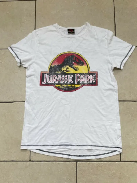 Next Boys Jurassic Park White Tshirt Top 16 Years Vgc T-Rex Dinosaur