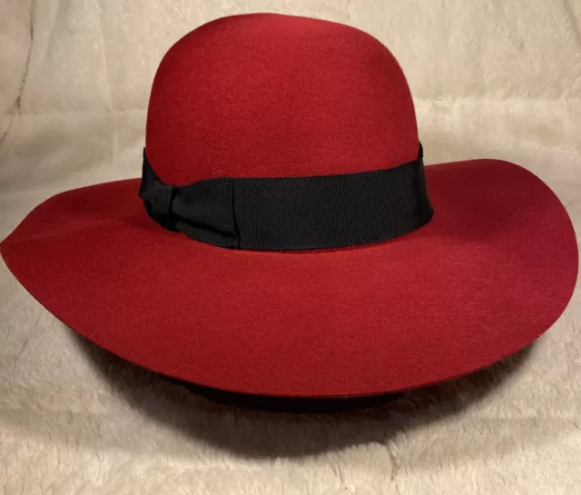 New BETMAR Women’s 100% Wool Wide Brim Hat Red S/M