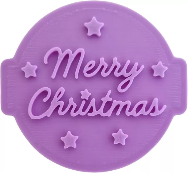 Merry Christmas Embosser Stamp for Fondant Icing Cupcake Cake Topper Decoration