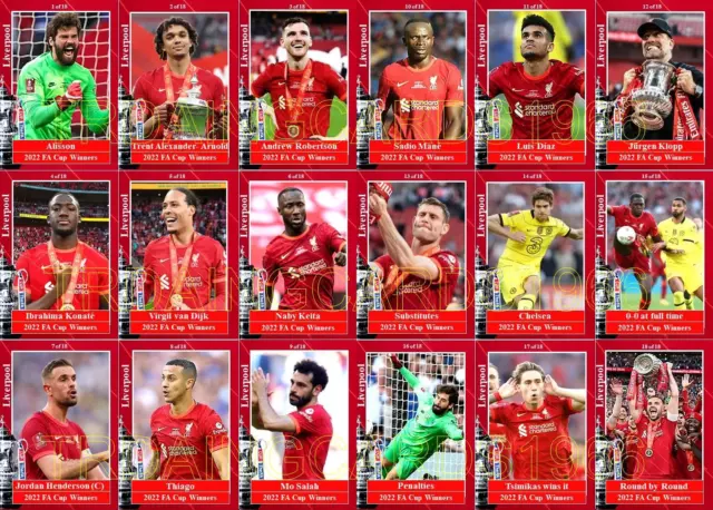 Liverpool 2022 FA Cup Final winners football trading cards