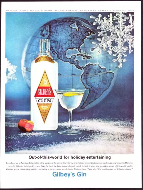 1963 Print Ad Gilbeys Distilled London Gin