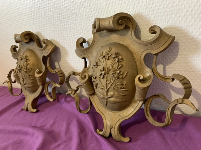 RARE ancienne applique art nouveau / plaque d’ornement en bronze lourd