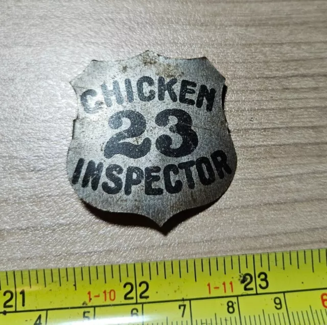 Vintage Chicken Inspector Metal Tag Poultry Farm