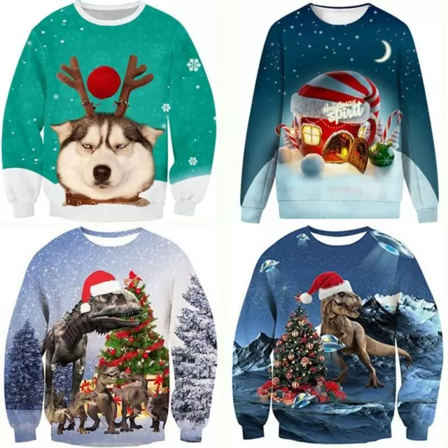 Hot Ugly Couples Mens Christmas Sweater Sweatshirt Xmas 3D Print Funny Jumper