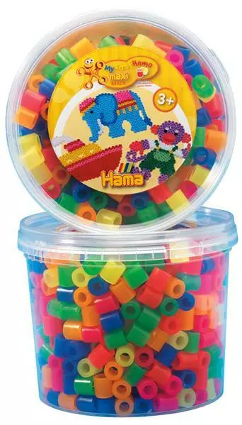 Hama 600 MAXI Bügelperlen - Neon-Mischung Steckperlen 10mm Pearler Beads XXL