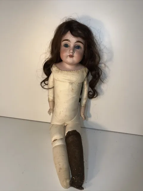 German Kestner 154 8 Dep Shoulderhead Doll Leather Body 20”