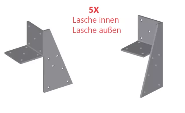 5X  Winkelverbinder Eckverbinder Holzverbinder Eckwinkel Lochblech Mittelstütze