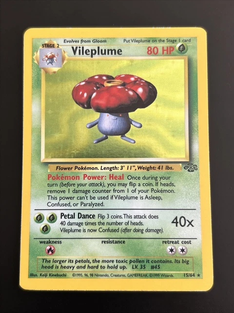 Vileplume Pokemon 1999 Jungle Unlimited Rare Holo 15/64 LP