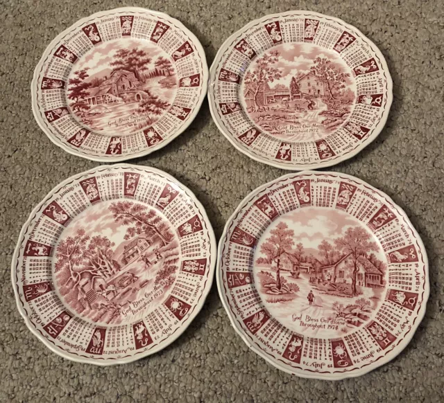 RED ALFRED MEAKIN Royal Staffordshire CALENDAR PLATES “God Bless Our