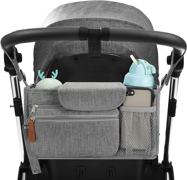 Universal Stroller Organizer, 2 Cup Holders & Detachable Bag with Shoulder Strap