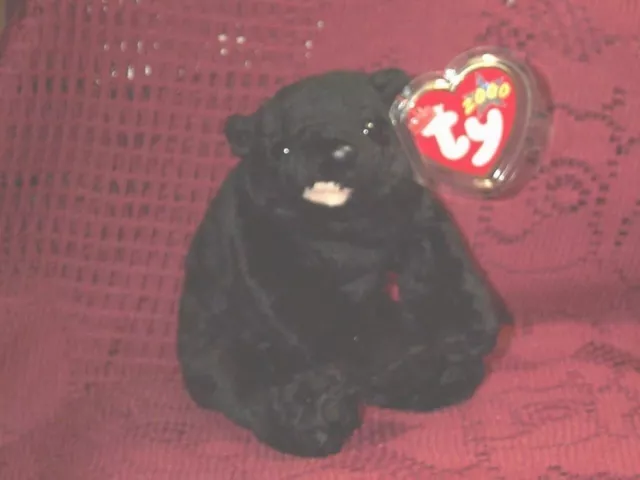 TY Beanie baby babies Black Bear Cinders Sitting 4-30-2000 retired mint tags 4"