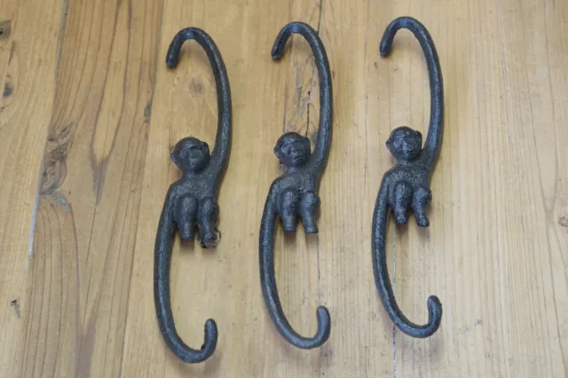 3 Large Monkey Hooks Plant Cast Iron Small Hook Hanger Kettle Hook Japanese