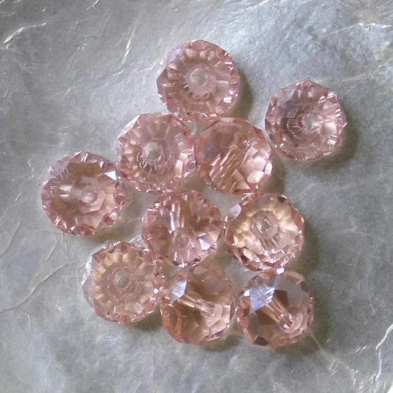 10 CITROUILLES  -  Cristal de Bohême  -  6 X 8 MM  -  LIGHT ROSE