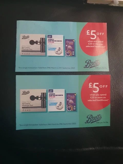 BOOTS VOUCHER 5 Off On selected Healthcare 2.00 PicClick UK