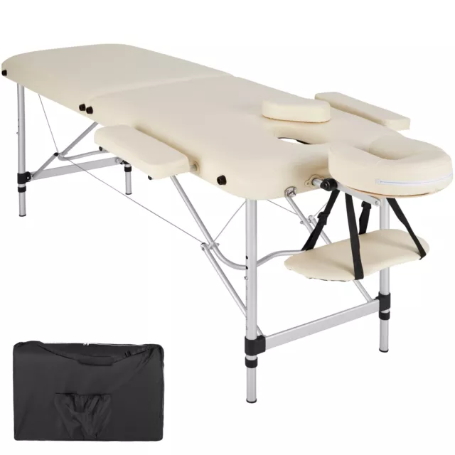 Table de massage pliante portable en Aluminium noir appui-tête amovible + sac