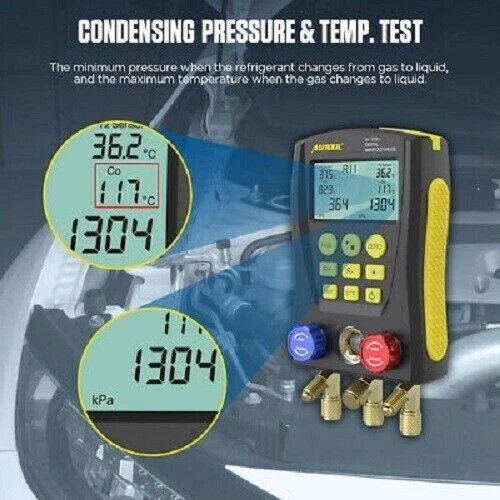 Refrigeration Digital Manifold Gauge Meter HVAC Vacuum Pressure Temp Tester