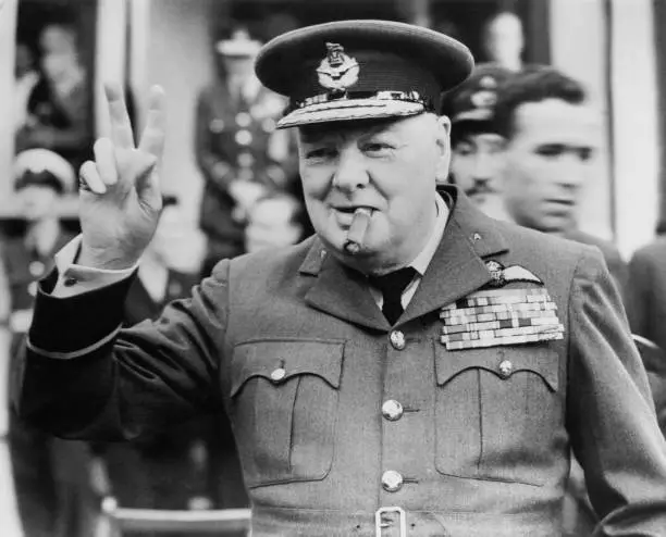 Winston Churchill At Croydon 1948 Old Photo