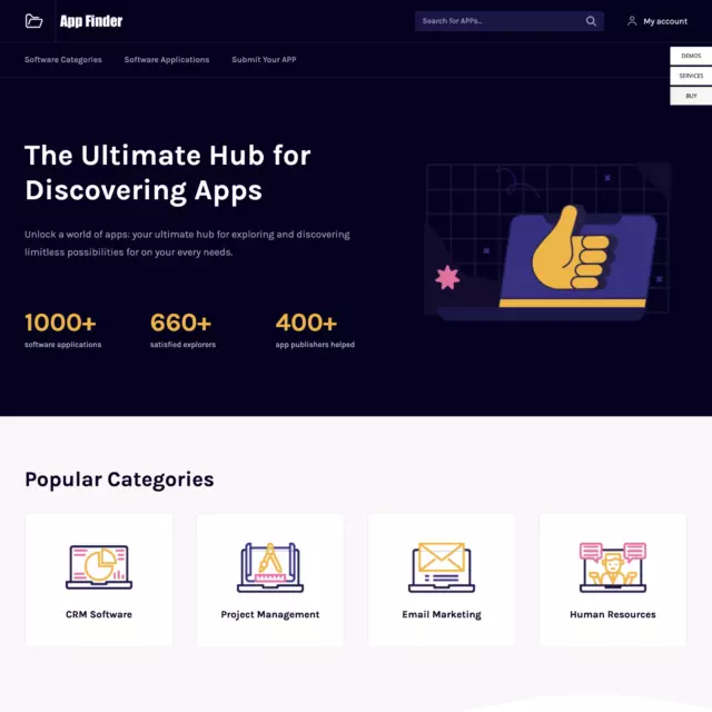 App Finder Directory Website Design with Free 5GB VPS Web Hosting
