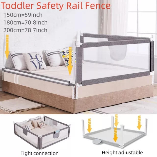 150/180/200cm Bed Rail Bed Guard Protection for Baby Toddler Safety Rail Fence