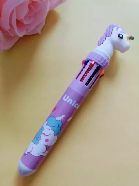 Multicolour 10 in 1 Unicorn Ballpoint Pen Ball Pens Kids School Gift  Stationery