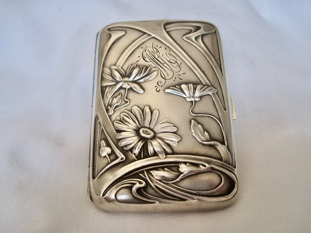 Bracelet Ancien En Argent Massif Vermeil Art Nouveau - Motif Fleuri Marguerite, Circa 1900