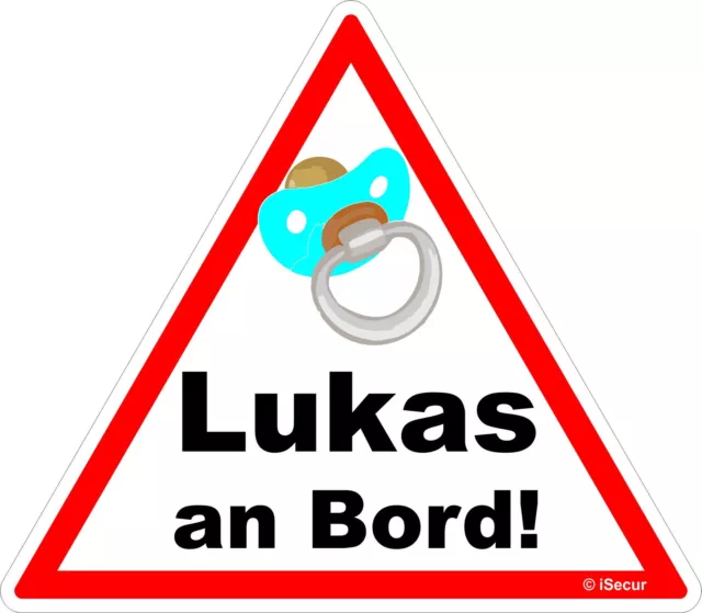 Aufkleber Lukas an bord Sticker Warnung Vorsicht Baby on Board, kfz_224_lukas