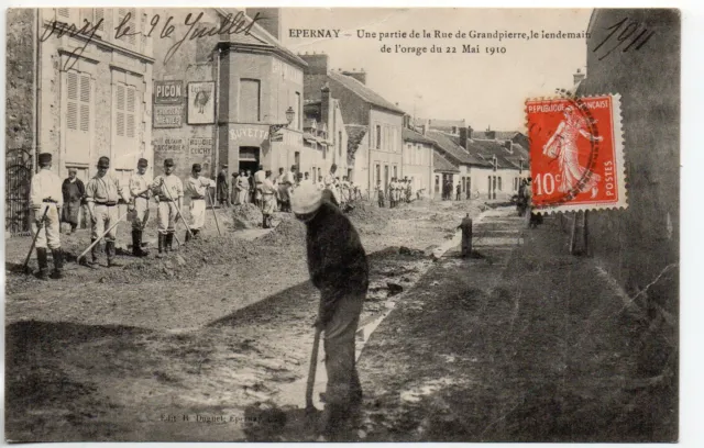 EPERNAY - Marne - CPA 51 - storm of May 1910 les degats Rue de Grandsierre