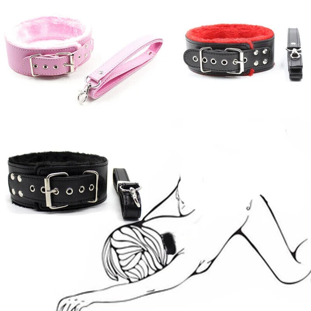Collier De Cou En Cuir Rembourré Avec Laisse Chaîne – Jeu De Rôle BDSM