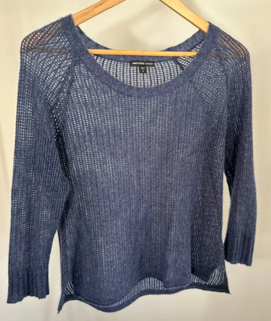 James Perse Women's Cashmere Open-Knit Sweater, Blue, Size 3