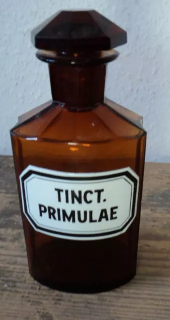 altes Apothekerglas Flasche Apotheke emailliert #20 TINCT. PRIMULAE
