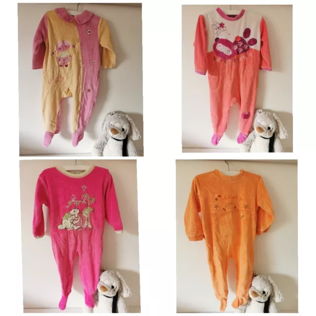 Pyjamas Bébé Une Pièce Velours Taille 18 Mois Fille