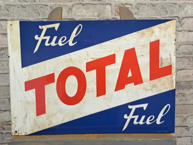 TOTAL FUEL + BONUS*, Emaille Schild Enamel sign Plaque Insegna Letrero Signo