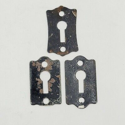 Vintage Skeleton Key hole Escutcheon Lot of 3 2 1/4" x 1" Furniture Hardware