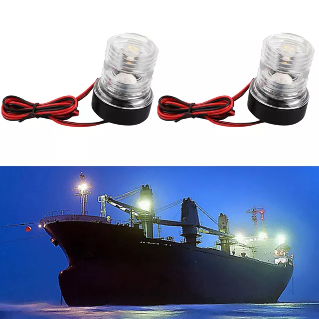 2 Marine Boat Yacht Light All Round 360 Degree 12VLED Anchor Navigation Lamp UK