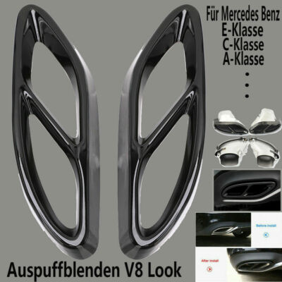 Per MERCEDES A B C E-Classe Mascherina scarico quadro di scarico copertura metallo cromo 