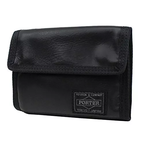 Yoshida & Co. PORTER ALOOF Bi-fold wallet 023-01084 Black NEW Made In Japan