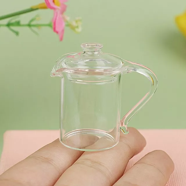 Maßstab 1:6 Puppenhaus Miniatur Teekanne Glas Transparent Tassen Zubehör Küche