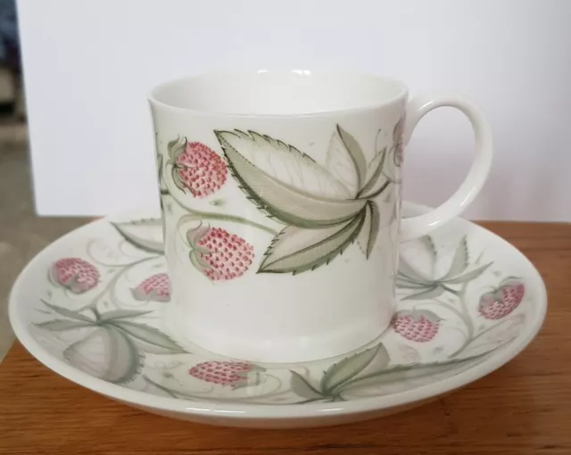 Pretty Vintage Susie Cooper Bone China Wild Strawberry Coffee Can Cup & Saucer