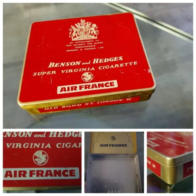 Box Metal Of Cigarettes Empty Air France Benson & Hedges Super Virginia 1960's