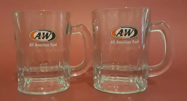 Vintage - A&W Root Beer - Mini Glass Mugs (LOT OF 2)